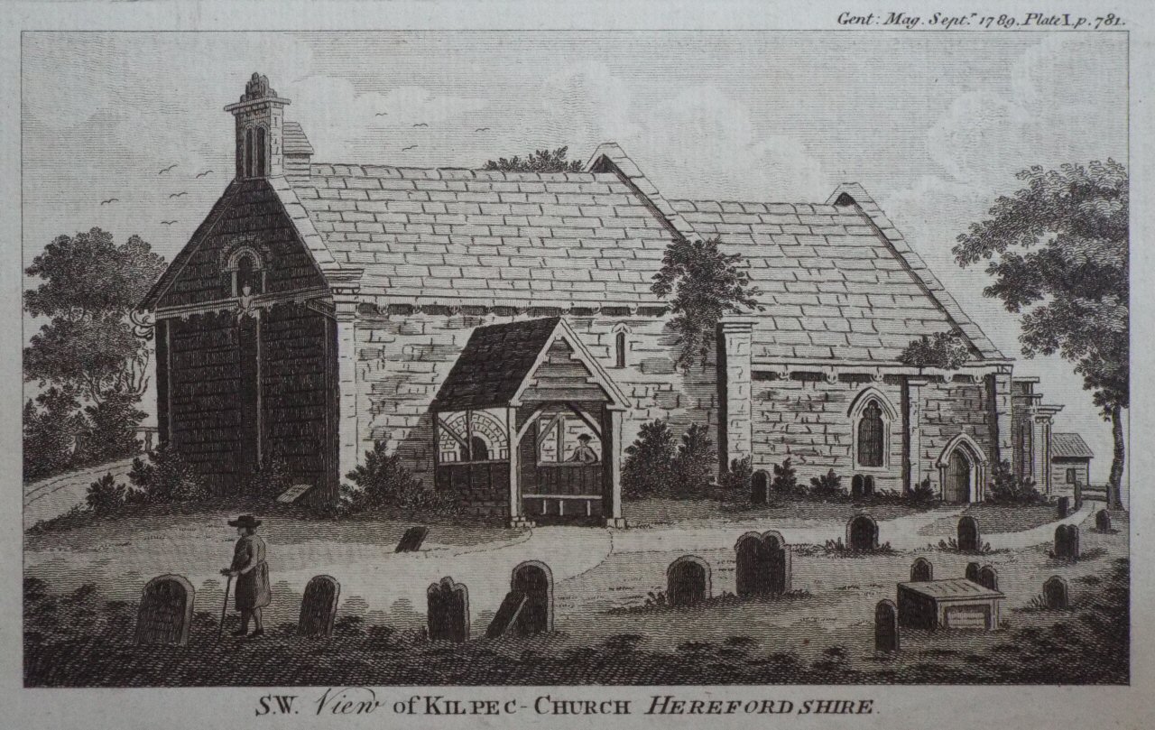 Print - S.W. View of Kilpec-Church Herefordshire.